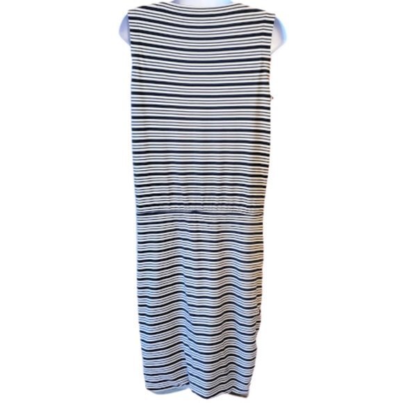 Athleta Sleeveless Dress Tulip Hem Striped Ruched Athleisure Size S - Picture 6 of 12